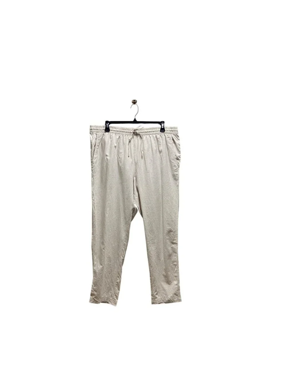 H&M Tapered Linen Drawstring Pants Beige Size XXL Beach Coastal Vacation Summer